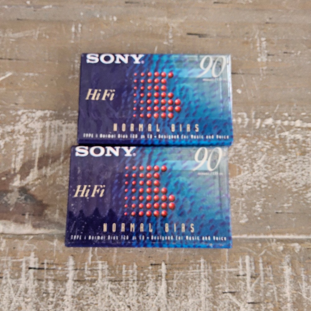 Sony‎ HiFi 90 Normal Bias Type I Blank Cassette Tapes Lot of 2 Sealed VTG